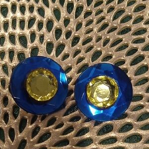 Vintage Blue and Yellow Earrings
